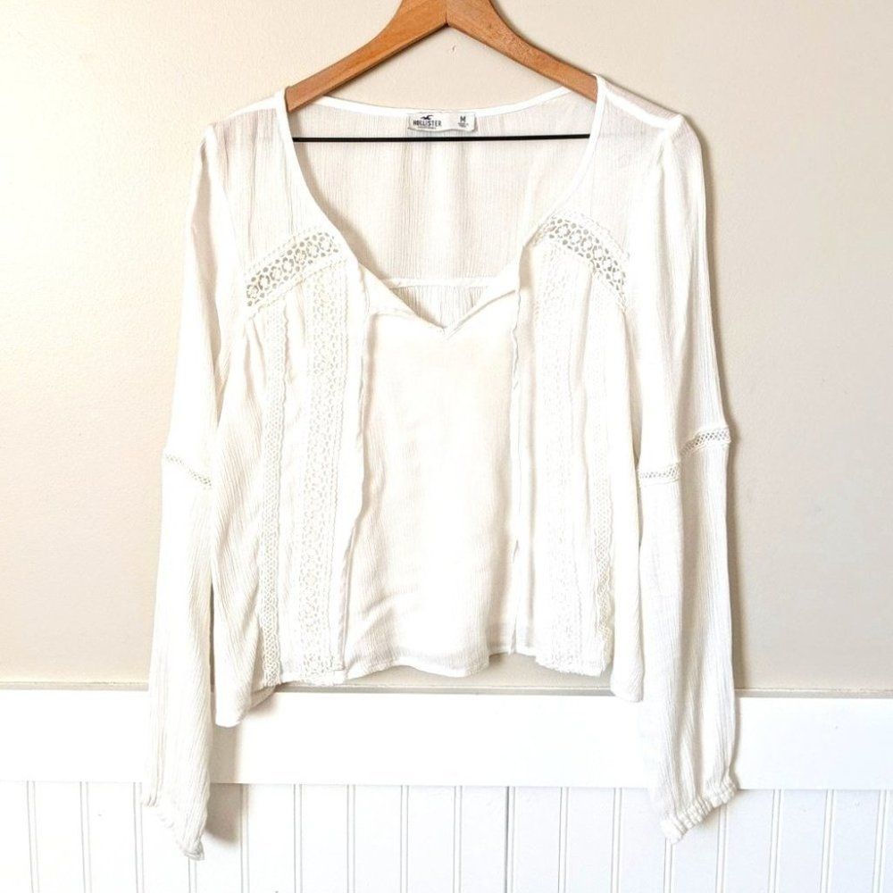 Hollister White Boho Blouse M